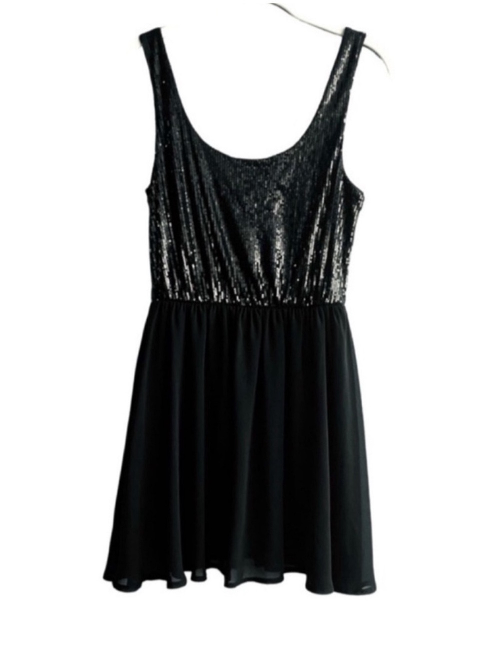 Nollie Sequin Chiffon Party Dress Flowy Fit & Flare Black Size M (Juniors)